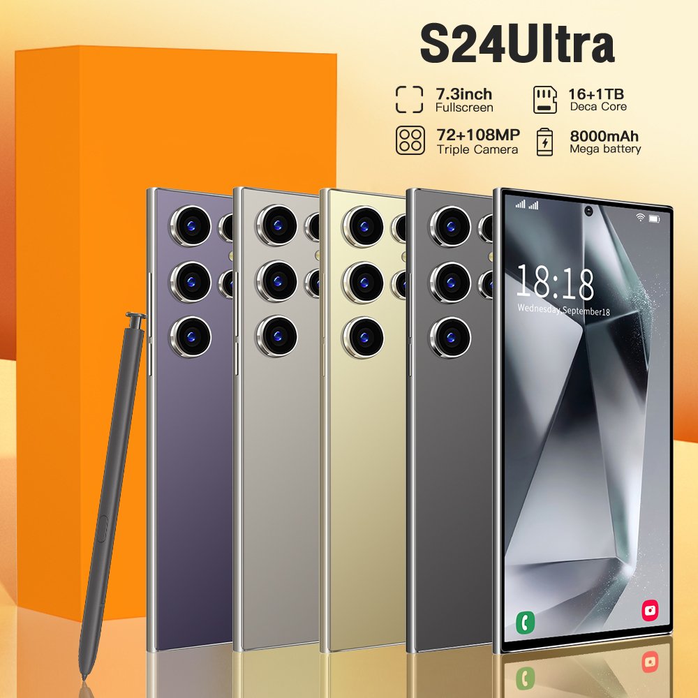 Hot Selling s24 ultra Smart phone Big Battery 16+1TB 4G dual SIM Dual Standby Facial recognition HD screen mobile phone